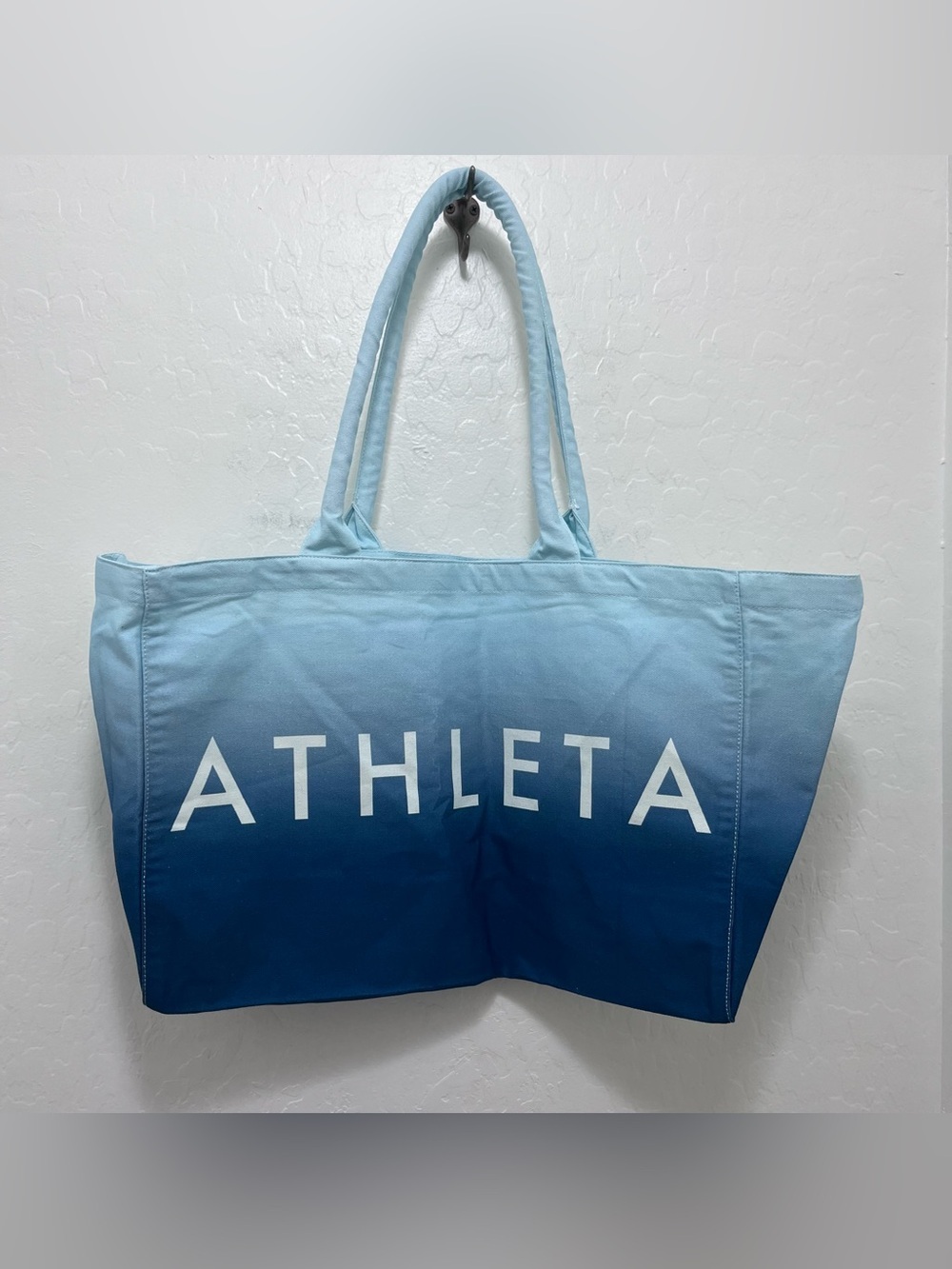 Athleta Beach Bag Gym Bag Tote Bag Blue Ombre Canvas Shopping Bag